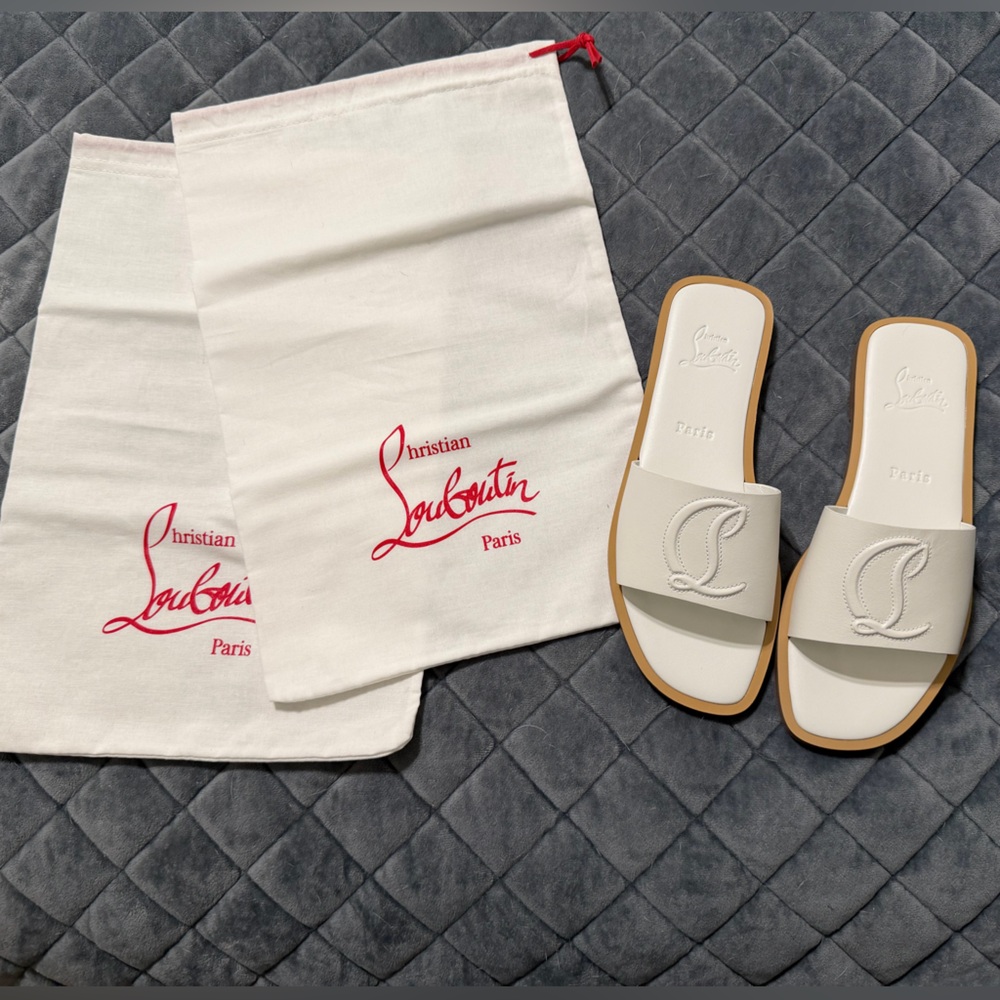 Christian Louboutin White Leather Mule / Slide Sandals